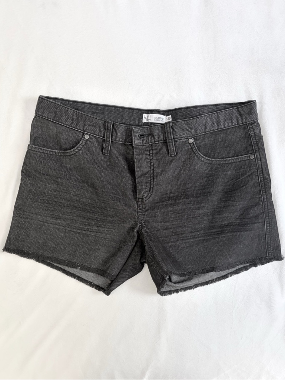 Carve Designs Oahu Organic Cotton Charcoal Gray Corduroy Cutoff Shorts Sz 10 - Picture 2 of 7